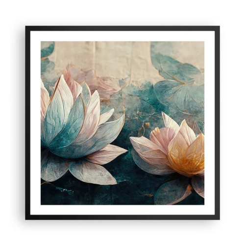 Plakat i sort ramme - Søens stjerner - 60x60 cm