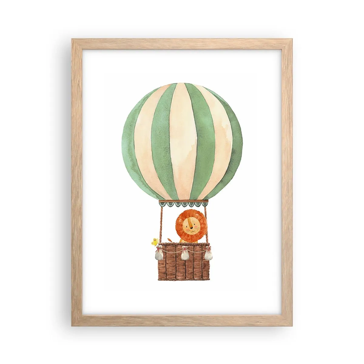 Plakat i ramme af lyst egetræ - Leons rejser - 30x40 cm