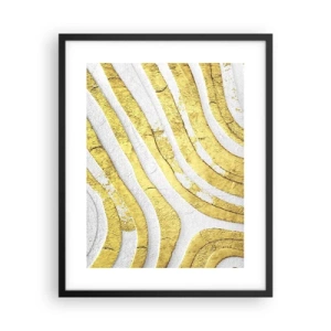 Plakat i sort ramme - Sammensætning i hvidt og guld - 40x50 cm