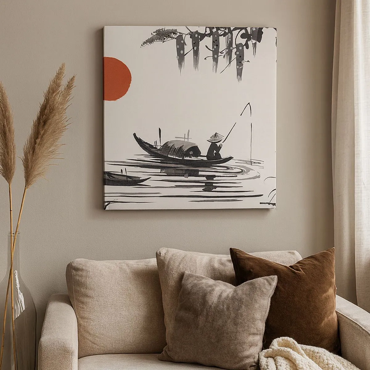 Lærredstryk - Billede på lærred - En asiatisk eftermiddag - 30x30 cm