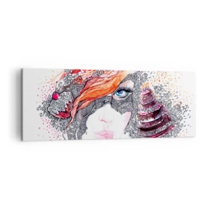 Lærredstryk - Billede på lærred - Hos hende er hver dag en ferie - 140x50 cm