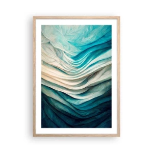 Plakat i ramme af lyst egetræ - Blå umættelighed - 50x70 cm