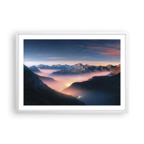 Plakat i hvid ramme - Lys i dalene - 70x50 cm