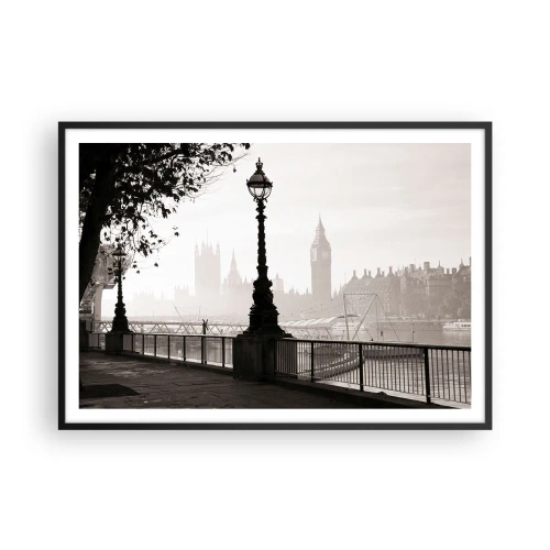 Plakat i sort ramme - London morgen - 100x70 cm