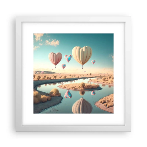 Plakat i hvid ramme - Kærlighed lader dig svæve - 30x30 cm