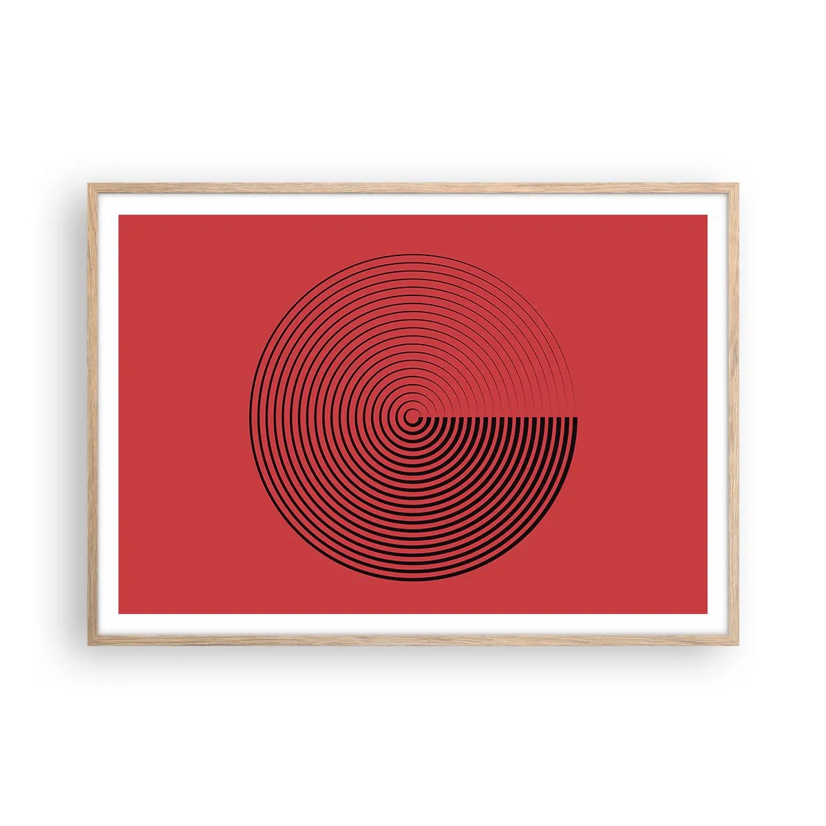 Plakat i ramme af lyst egetræ - Cirkulær bevægelse - 100x70 cm