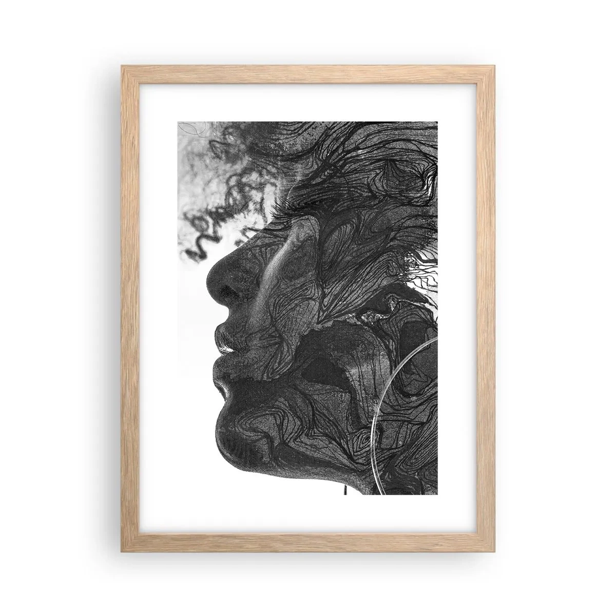 Plakat i ramme af lyst egetræ - Forviklet i drømme - 30x40 cm