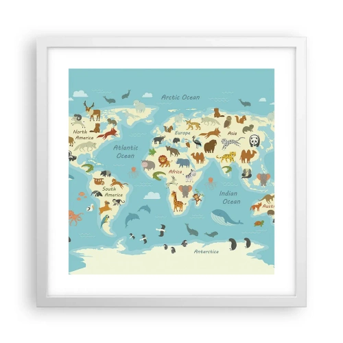 Plakat i hvid ramme - Gode naboer - 40x40 cm