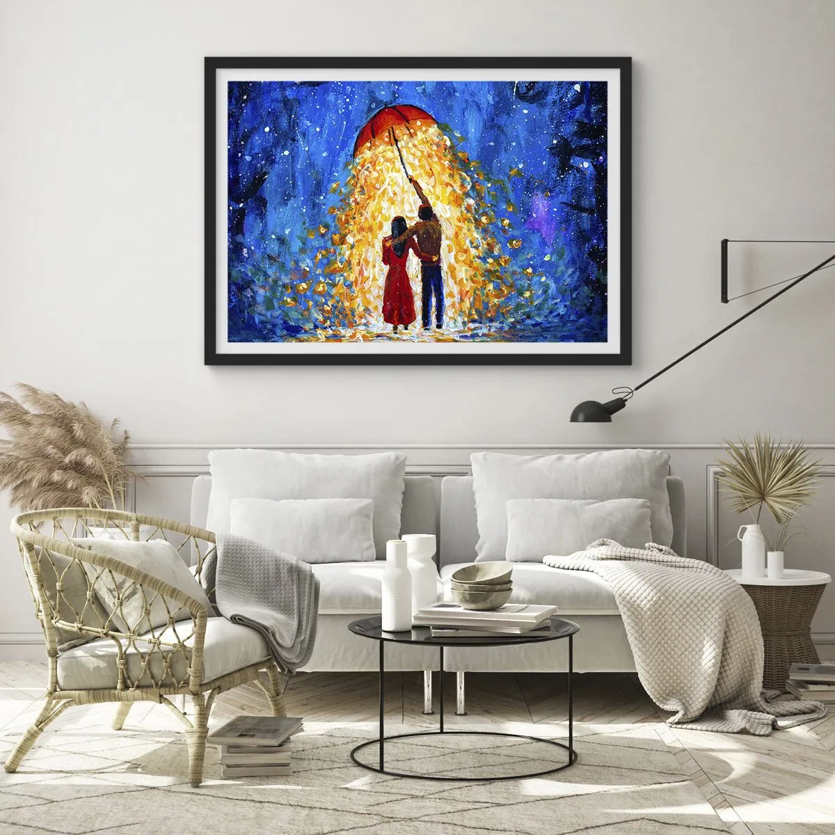 Plakat i sort ramme - Magien ved en regnfuld aften? - 70x50 cm