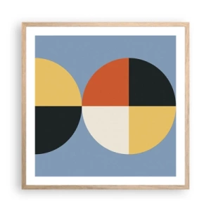 Plakat i ramme af lyst egetræ - Se og tæl - 60x60 cm