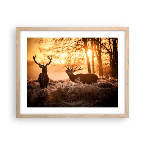 Plakat i ramme af lyst egetræ - En jægerdrøm - 50x40 cm