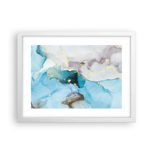 Plakat i hvid ramme - En undersøgelse af mødet mellem grå og turkis - 40x30 cm