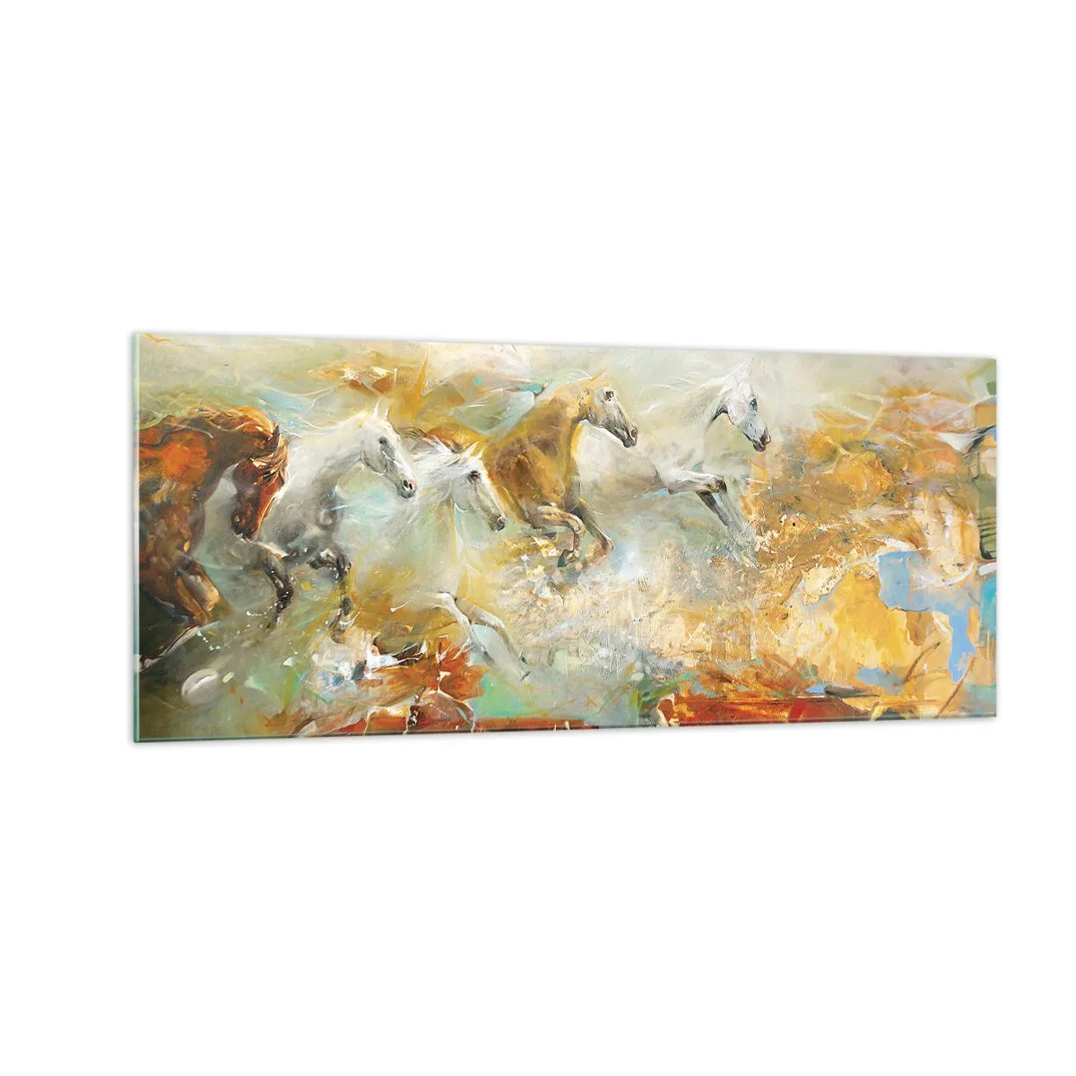 Billede på glas - Galopperer gennem lyset - 100x40 cm