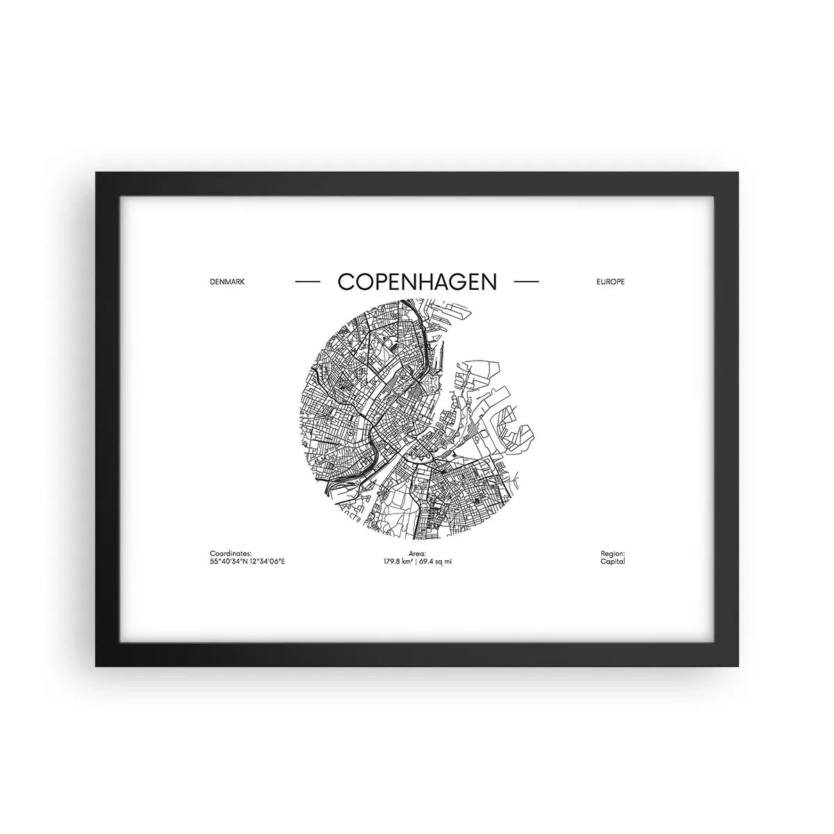 Plakat i sort ramme - Københavns anatomi - 40x30 cm