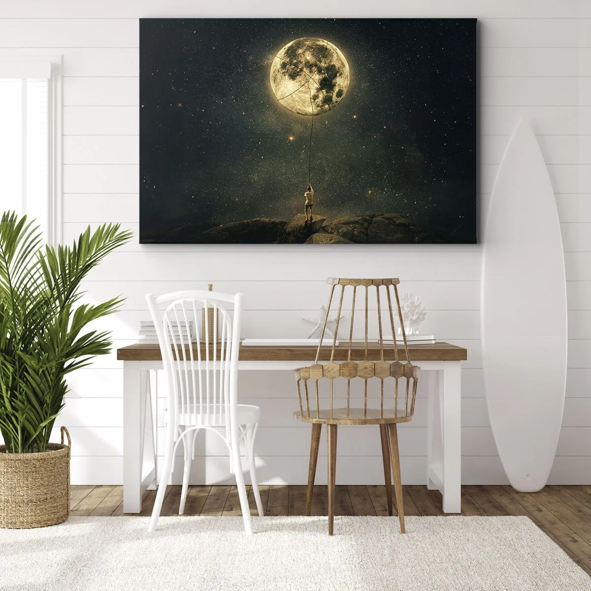 Lærredstryk - Billede på lærred - En, der stjal månen - 100x70 cm
