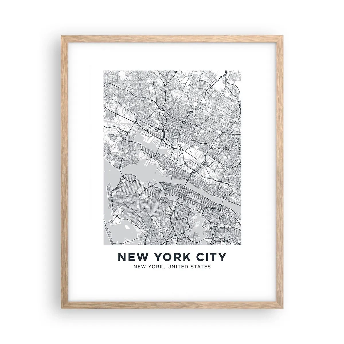 Plakat i ramme af lyst egetræ - Anatomi af en storby - 40x50 cm