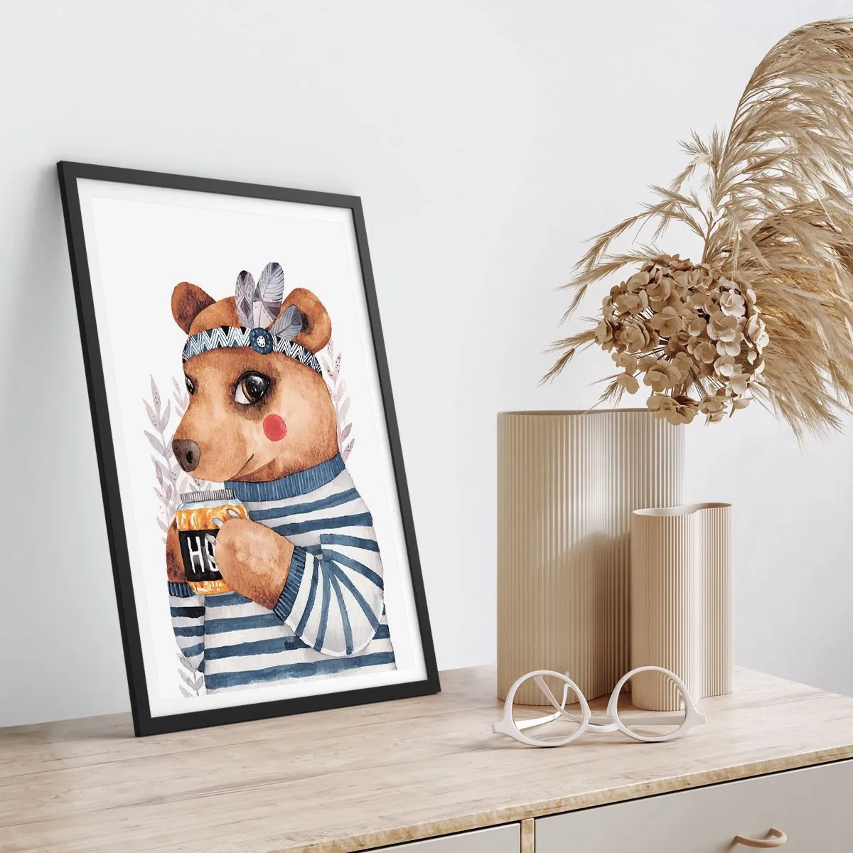 Plakat i sort ramme - Søde bjørn - 40x50 cm