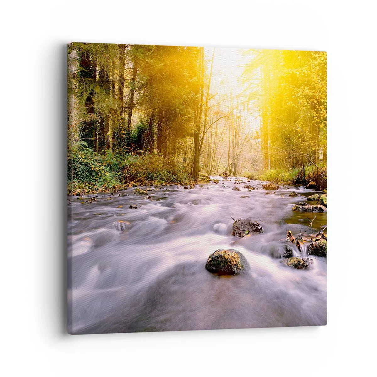 Lærredstryk - Billede på lærred - Malachit i sølv- og guldfatning - 40x40 cm