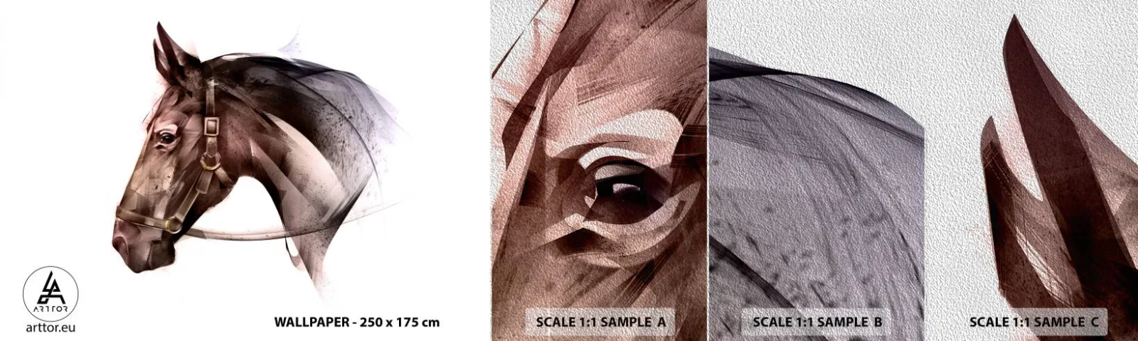 Prøve Fototapet Premium Sand - Sikke en charme - Dyr, Hestehoved, Hest - 100x30 cm