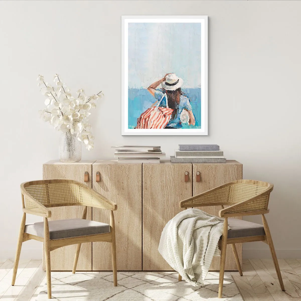 Plakat i hvid ramme - Velkommen på ferie - 50x70 cm