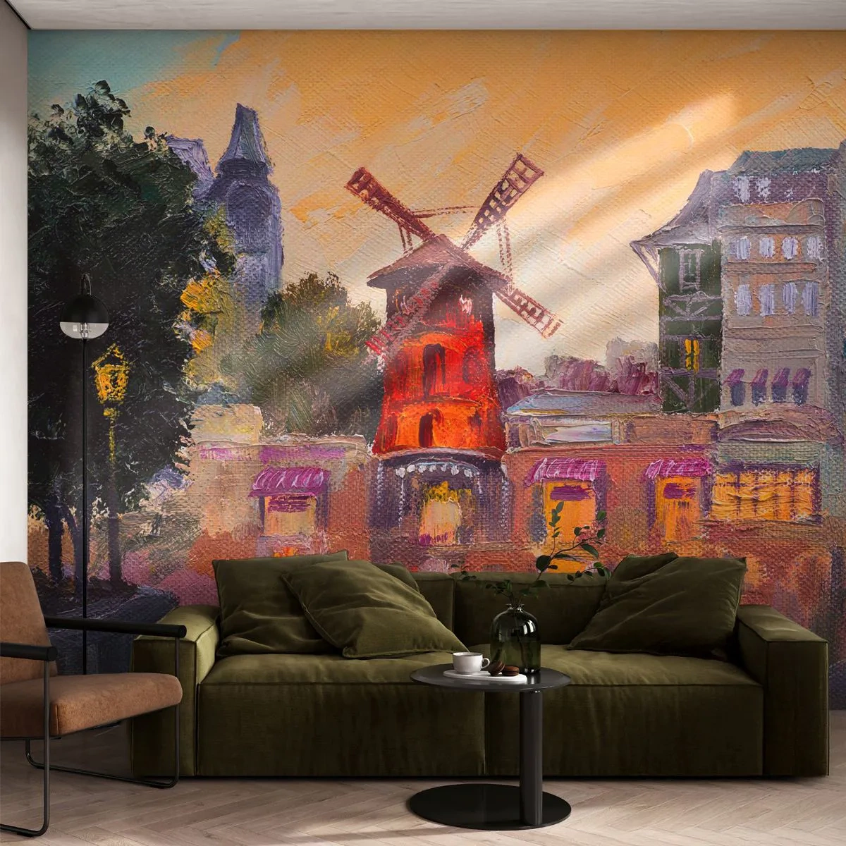 Fototapet Premium Sand - Parisiske ikoner - Moulin Rouge - Paris, Ventilator, Moulin Rouge - 100x70 cm