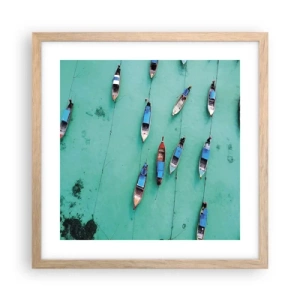 Plakat i ramme af lyst egetræ - I glædelig forventning - 40x40 cm