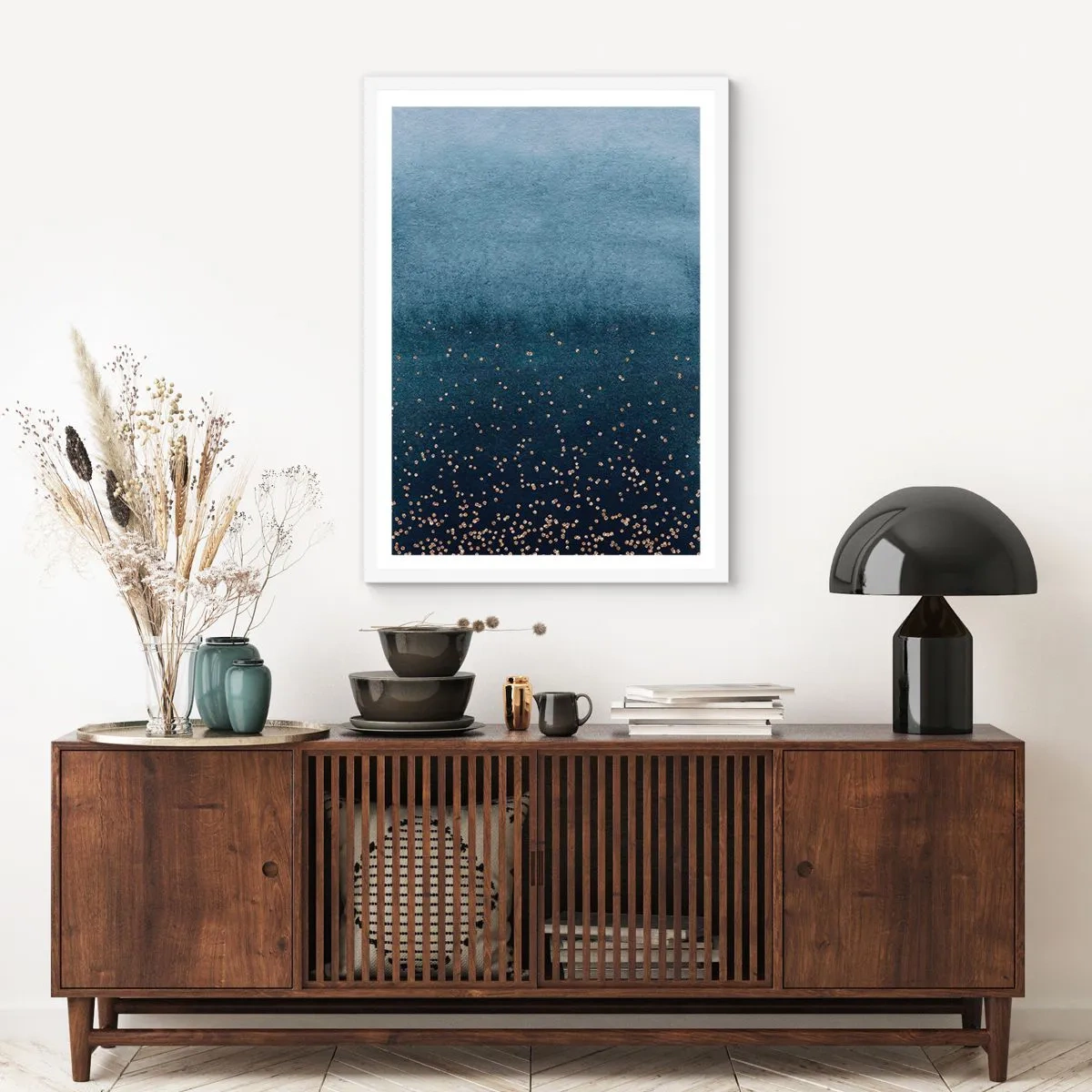 Plakat i hvid ramme - Sammensætning - blå faser - 40x50 cm