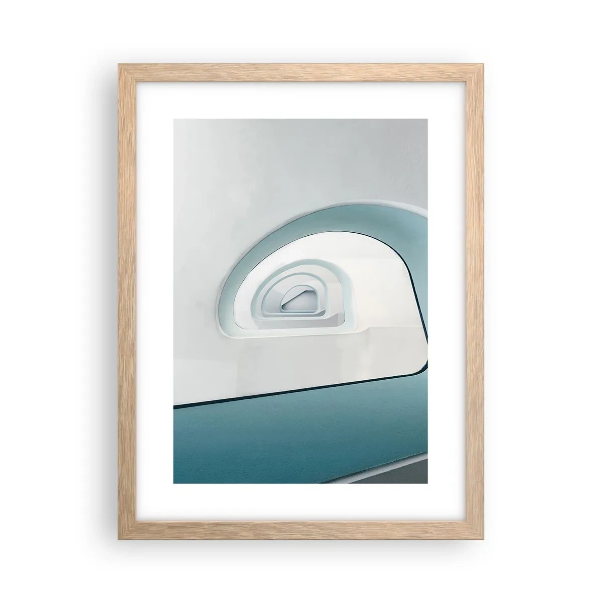 Plakat i ramme af lyst egetræ - Til bunden af det blå - 30x40 cm