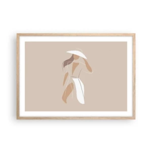 Plakat i ramme af lyst egetræ - Mode er sjovt - 70x50 cm