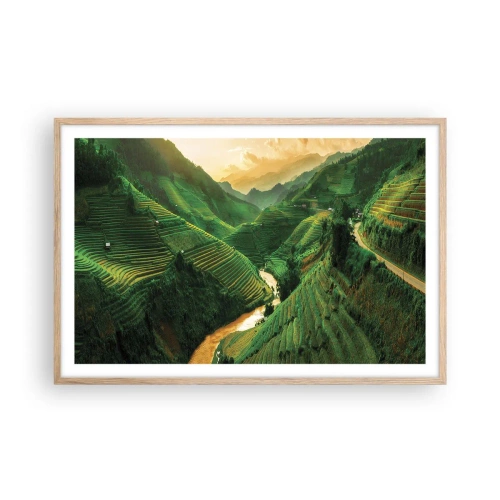 Plakat i ramme af lyst egetræ - Vietnamesisk dal - 91x61 cm