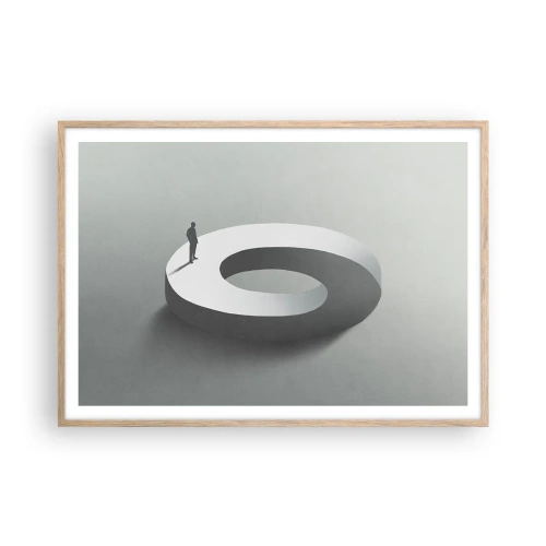 Plakat i ramme af lyst egetræ - Og vær klog - 100x70 cm