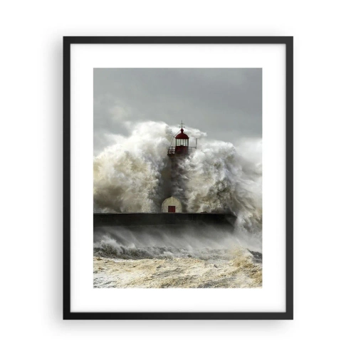Plakat i sort ramme - Havets vrede - 40x50 cm
