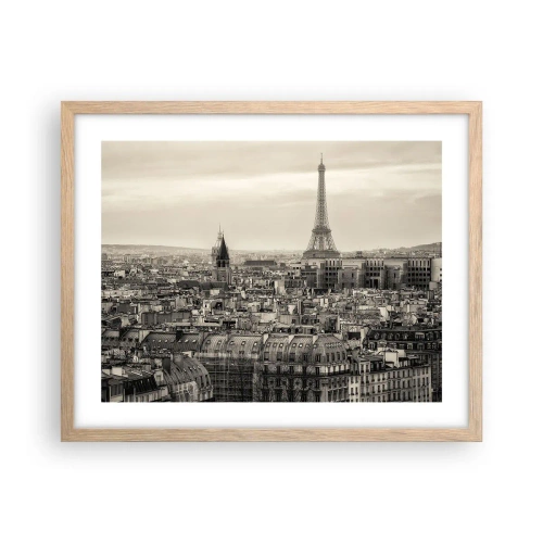 Plakat i ramme af lyst egetræ - Over Paris' hustage - 50x40 cm
