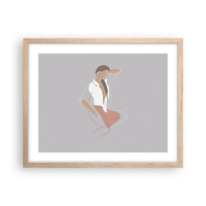 Plakat i ramme af lyst egetræ - Omrids af nåde - 50x40 cm