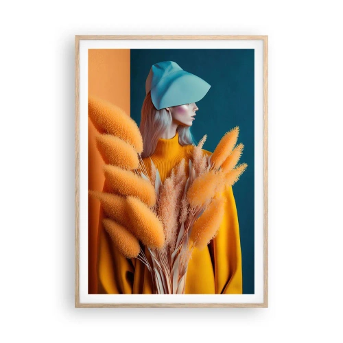 Plakat i ramme af lyst egetræ - Fluffy portræt - 70x100 cm