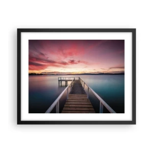 Plakat i sort ramme - Aftenens blide flamme - 50x40 cm