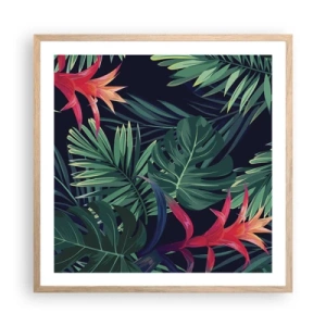 Plakat i ramme af lyst egetræ - Brænd i grønt - 60x60 cm