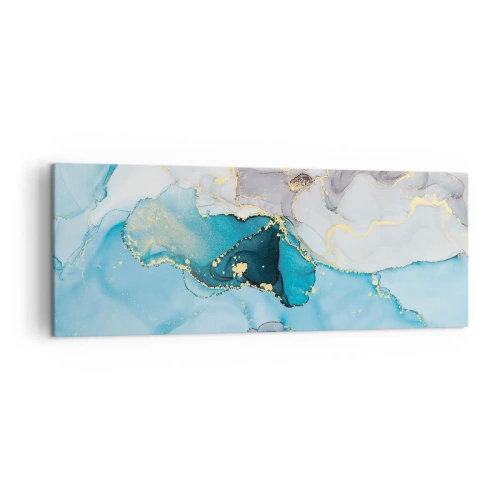 Lærredstryk - Billede på lærred - En undersøgelse af mødet mellem grå og turkis - 140x50 cm