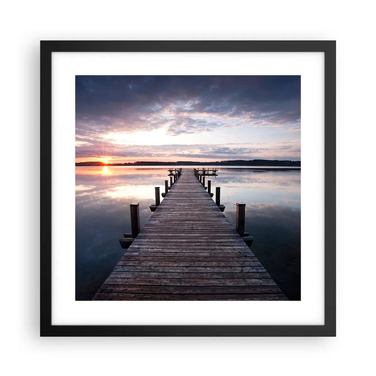 Plakat i sort ramme - Den tavse grænse mellem dag og nat - 40x40 cm