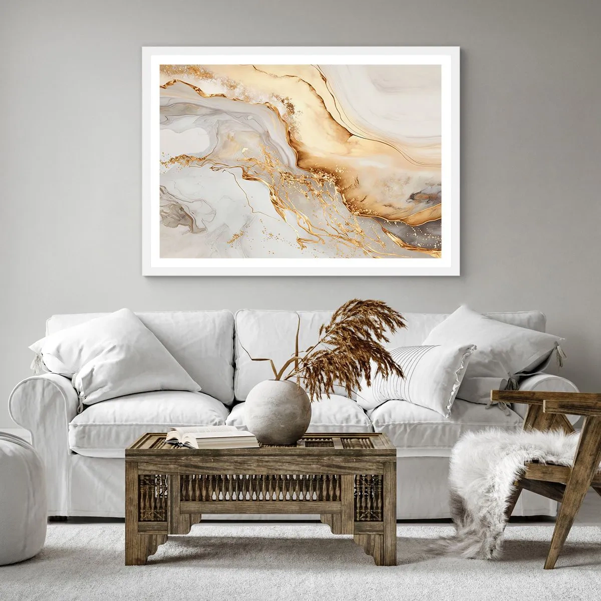 Plakat i hvid ramme - Abstraktion: skønhed og godhed - 30x30 cm