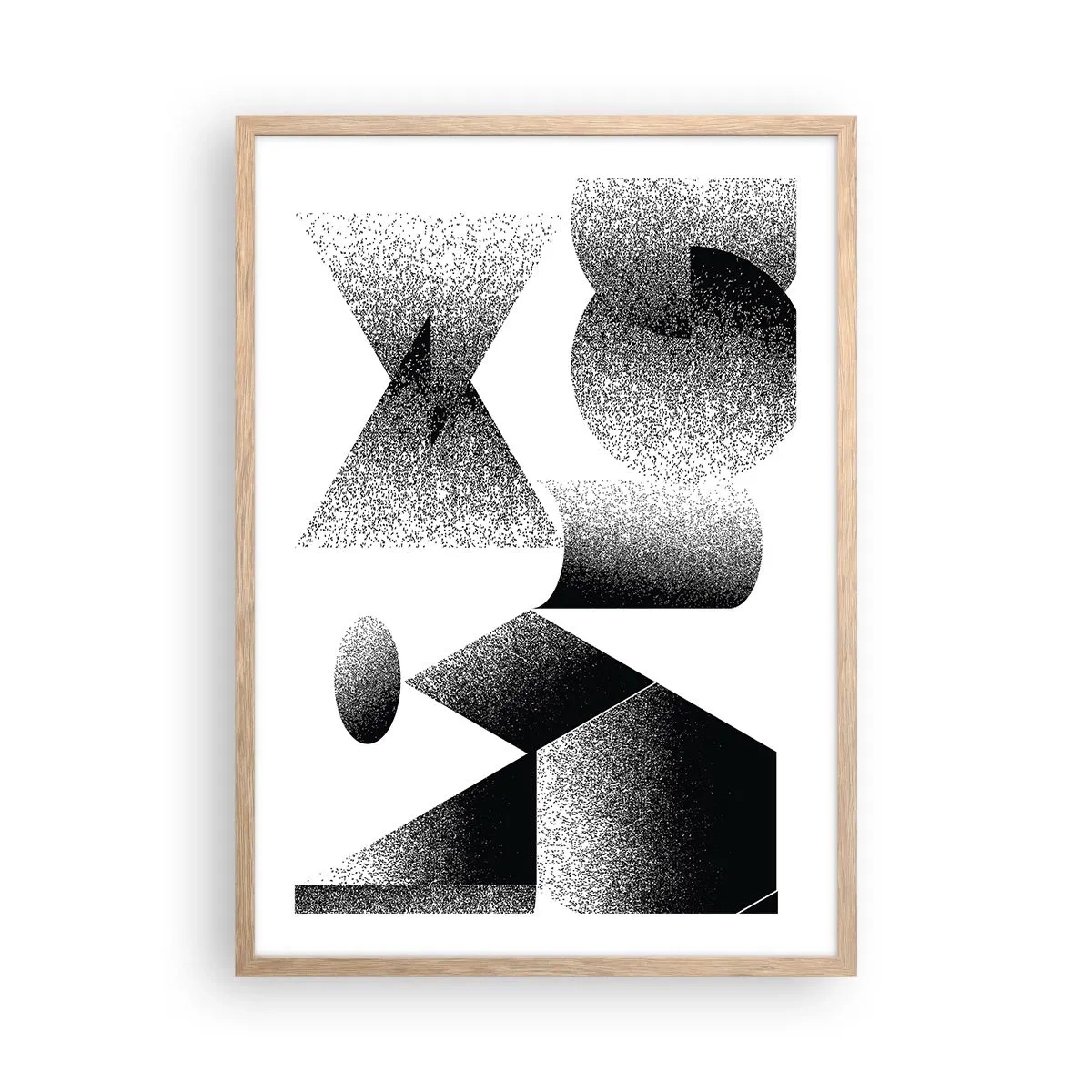 Plakat i ramme af lyst egetræ - Vinkler og ovaler - 50x70 cm