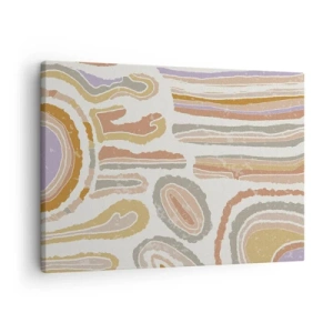 Lærredstryk - Billede på lærred - Farverige tværsnit af abstrakte former - 70x50cm - Farverige tværsnit - Moderne vægdekoration til stue og soveværelse ARTTOR