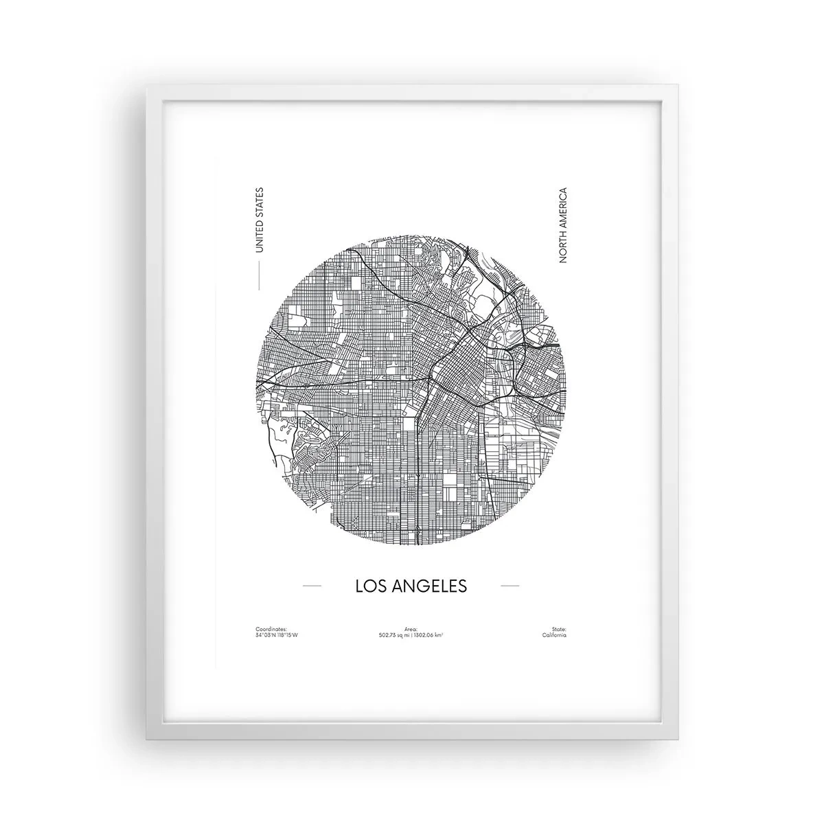 Plakat i hvid ramme - Los Angeles' anatomi - 40x50 cm