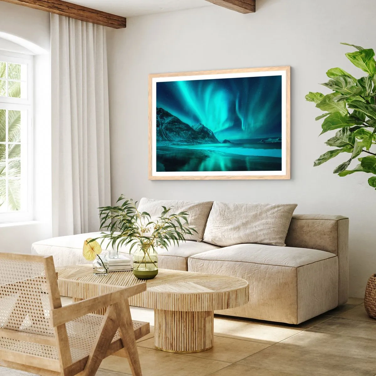 Plakat i ramme af lyst egetræ - Nordens vidundere - 40x30 cm