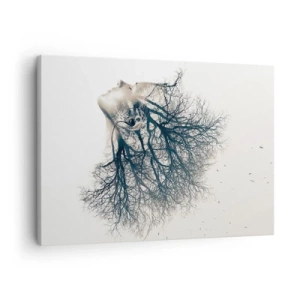 Lærredstryk - Billede på lærred - Kreativ silhuet af en kvinde og træer - 70x50cm - Lyttede til træets hvisken - Moderne vægdekoration til stue og soveværelse ARTTOR