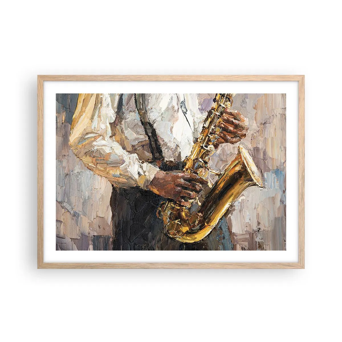 Plakat i ramme af lyst egetræ - Tid til at gå solo - 70x50 cm