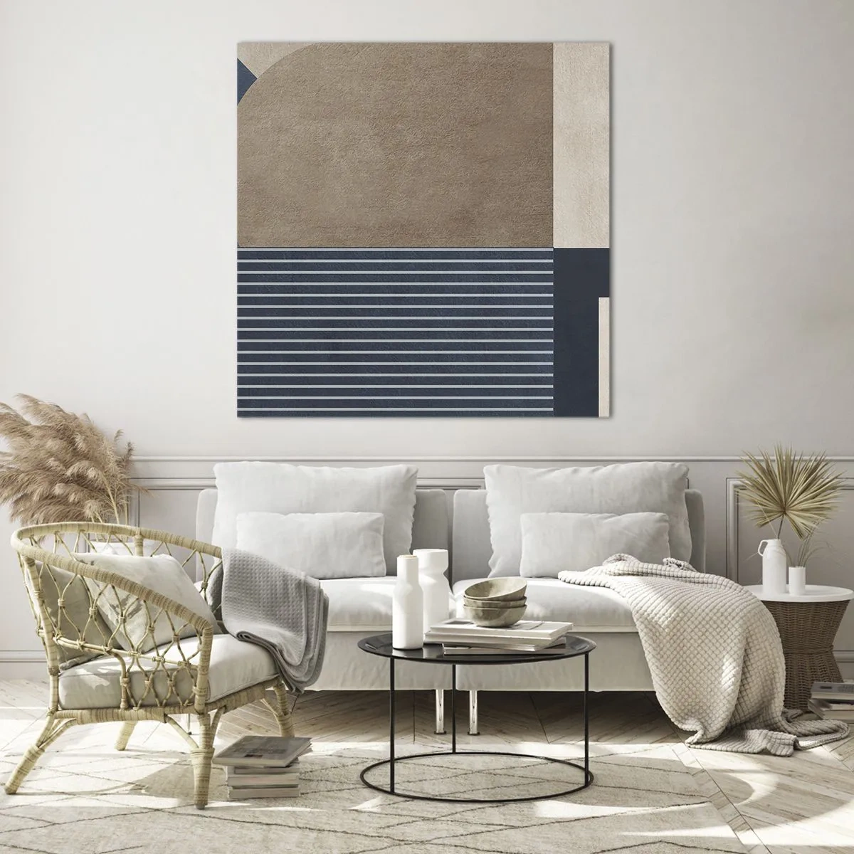 Billede på glas - En komposition af enkelhed og rundhed - 70x70 cm