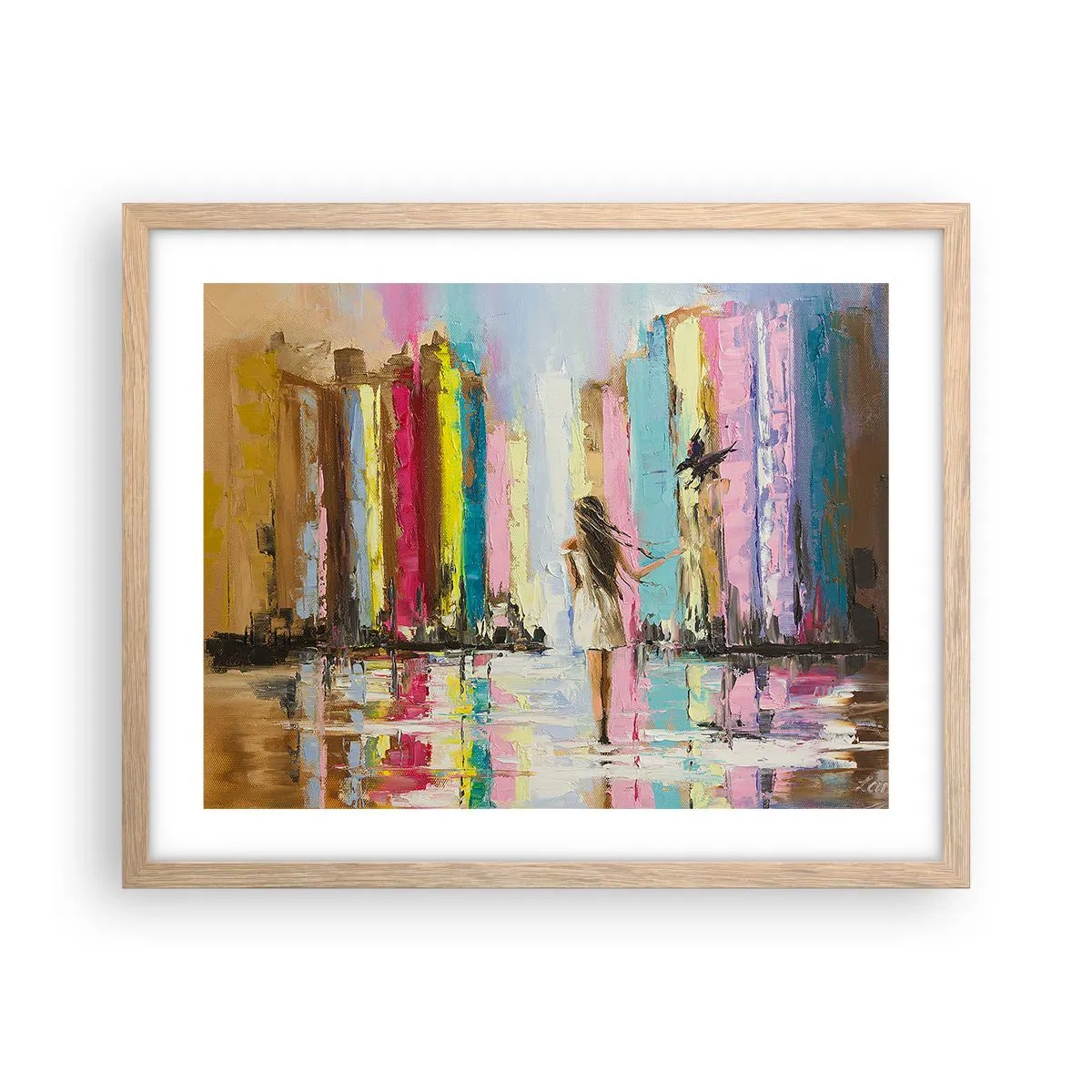 Plakat i ramme af lyst egetræ - Følg mig - 50x40 cm