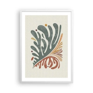 Plakat i hvid ramme - Flerfarvet blad - 50x70 cm