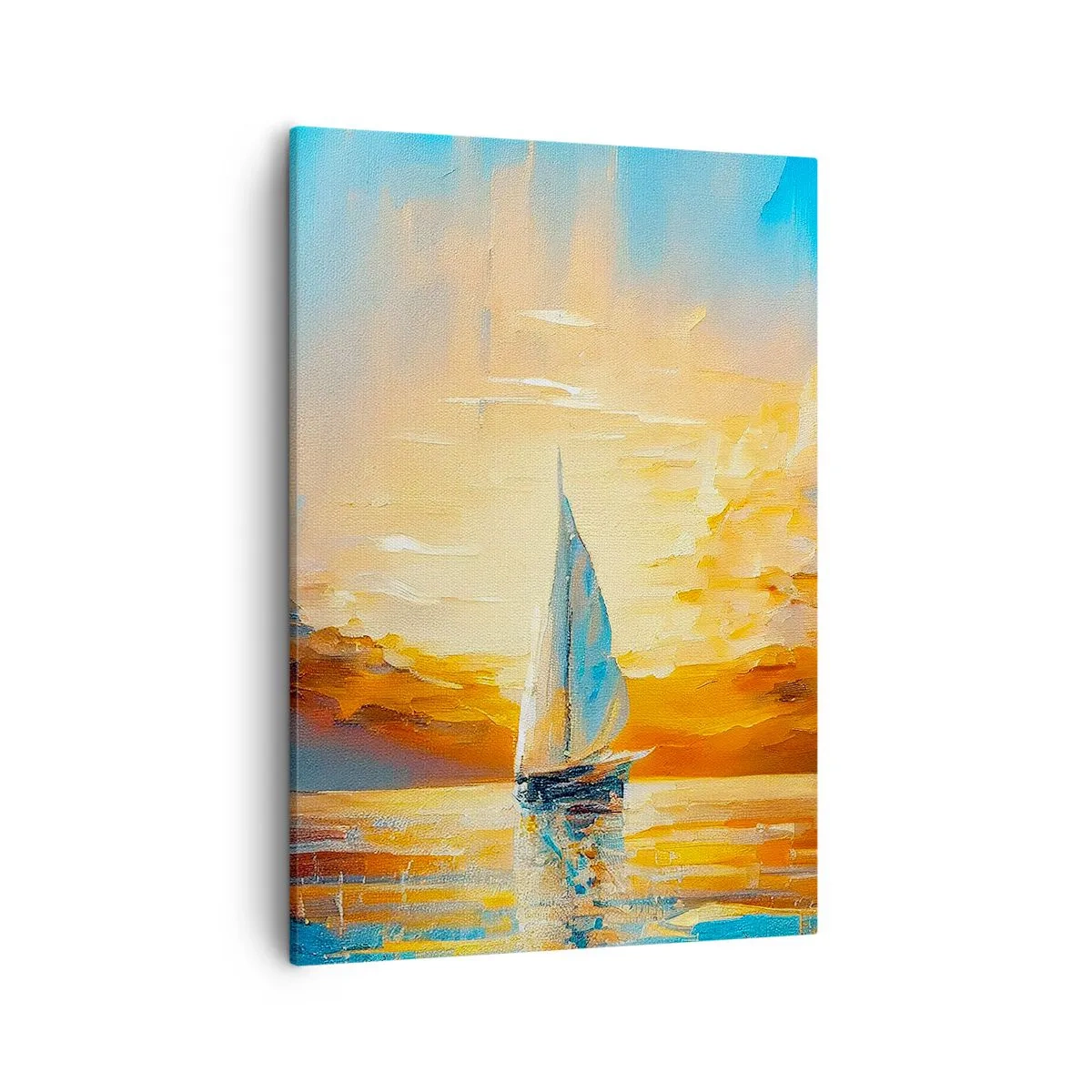 Lærredstryk - Billede på lærred - Sejler i guld - 50x70 cm